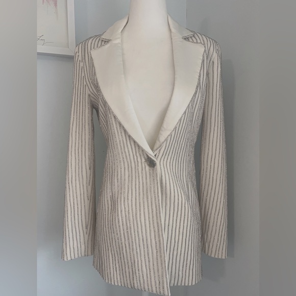Alice + Olivia Yona Crystal Pinstripe Blazer - Picture 2 of 13